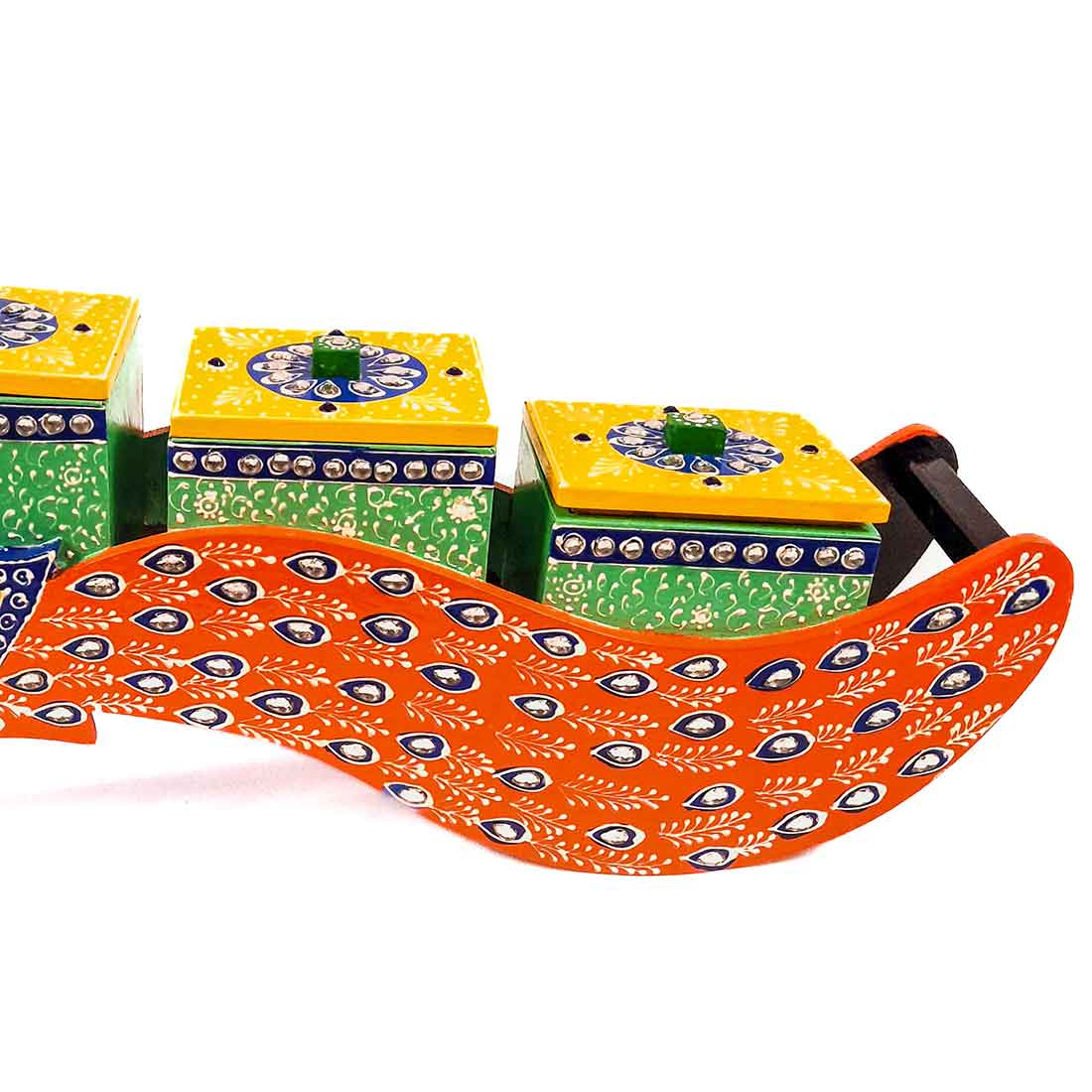 Dry Fruit Box with Lid  - Peacock Design - For Serving & Dining Table Decor - ApkaMart