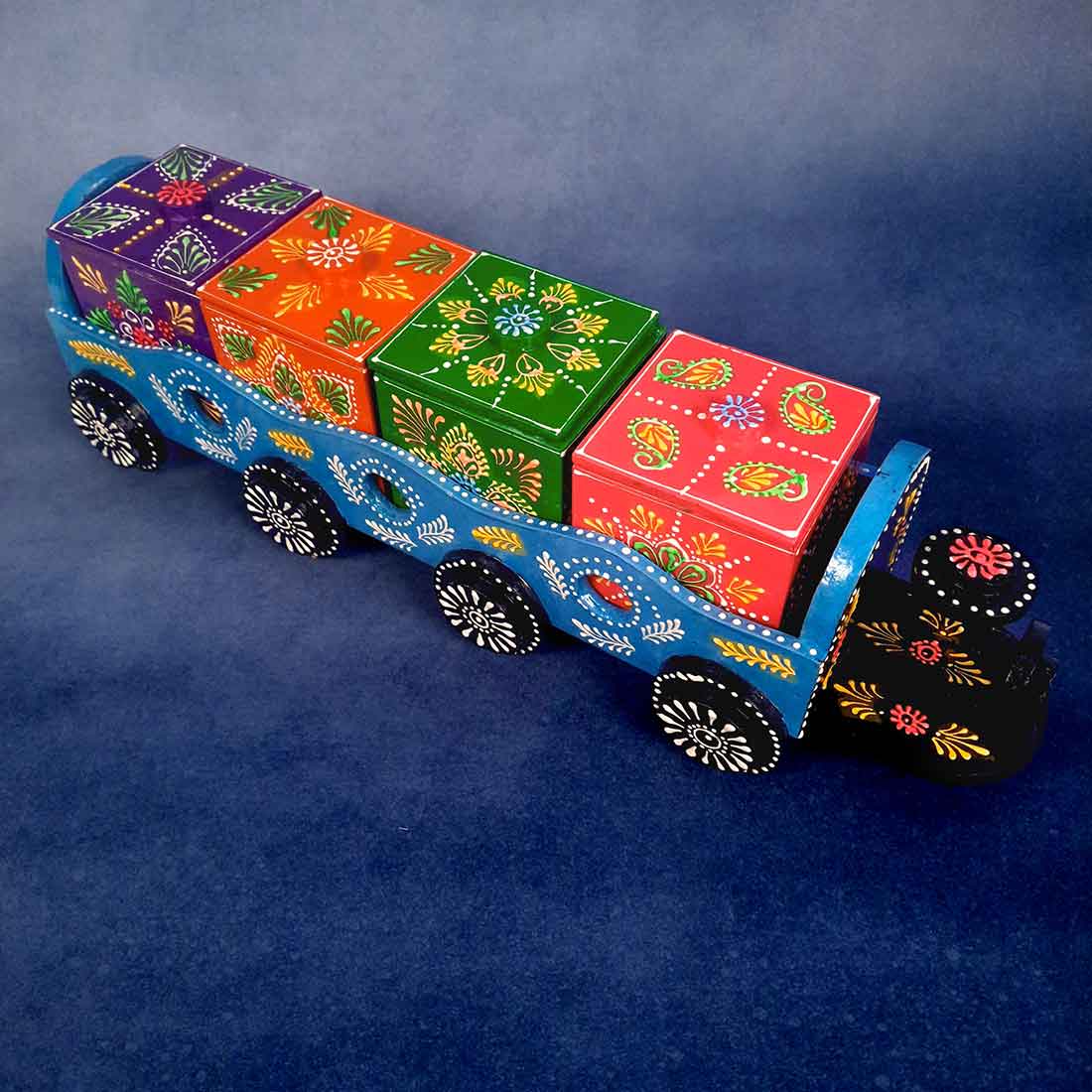 Dry Fruit Box | Wooden Box Engine Design - For Serving & Table Decor - ApkaMart