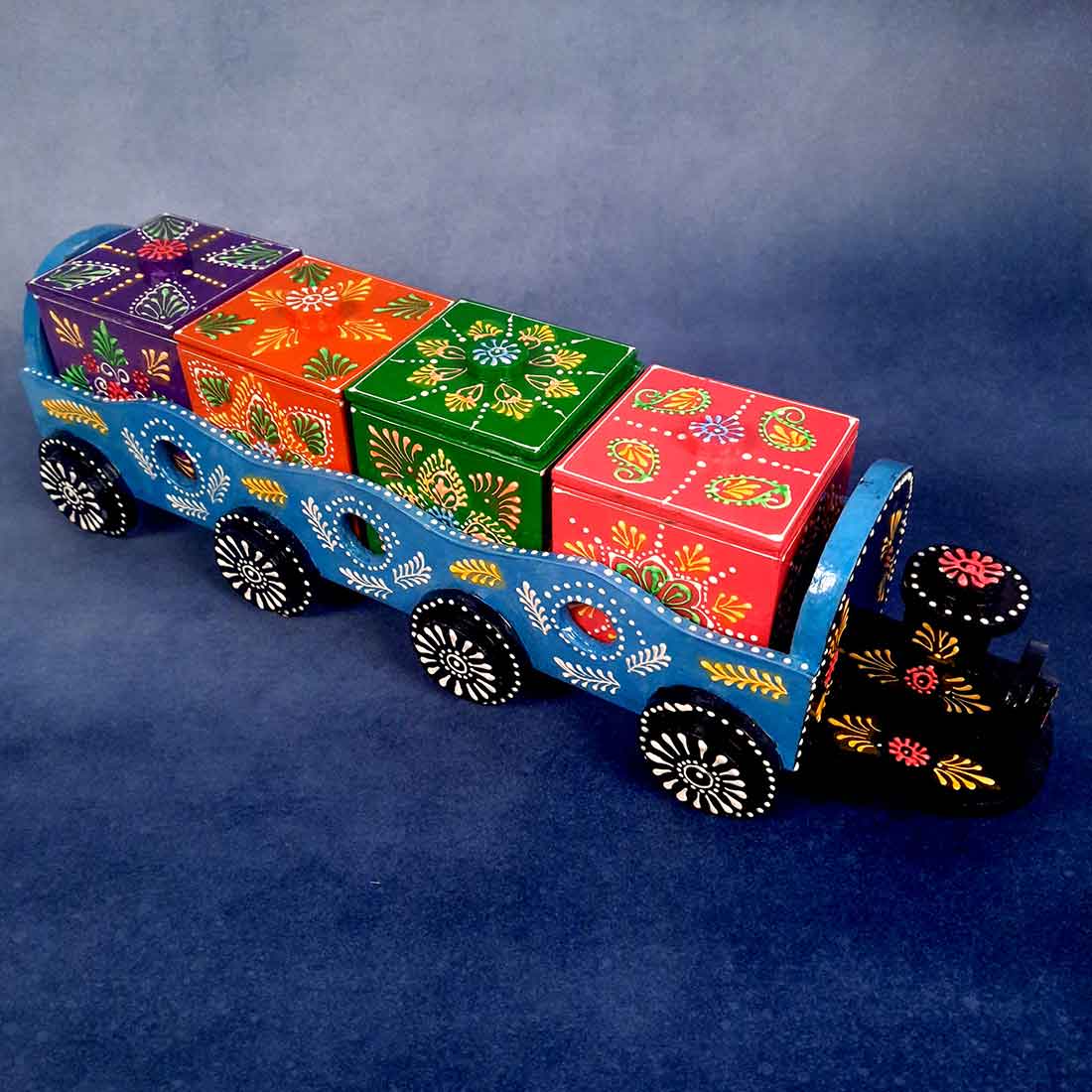 Dry Fruit Box | Wooden Box Engine Design - For Serving & Table Decor - ApkaMart