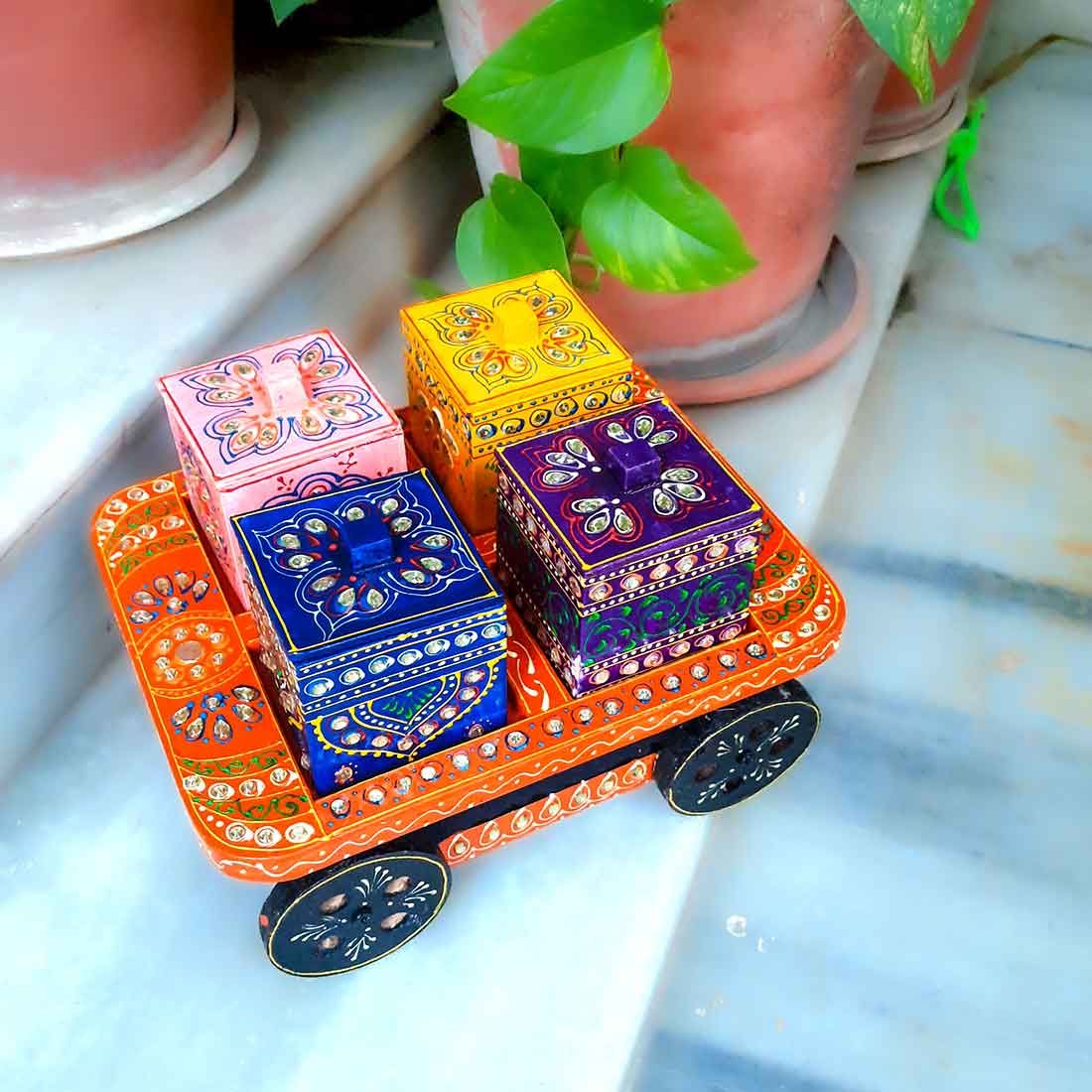 Decorative Tray | Thela Tray With Box - 10 Inch - ApkaMart