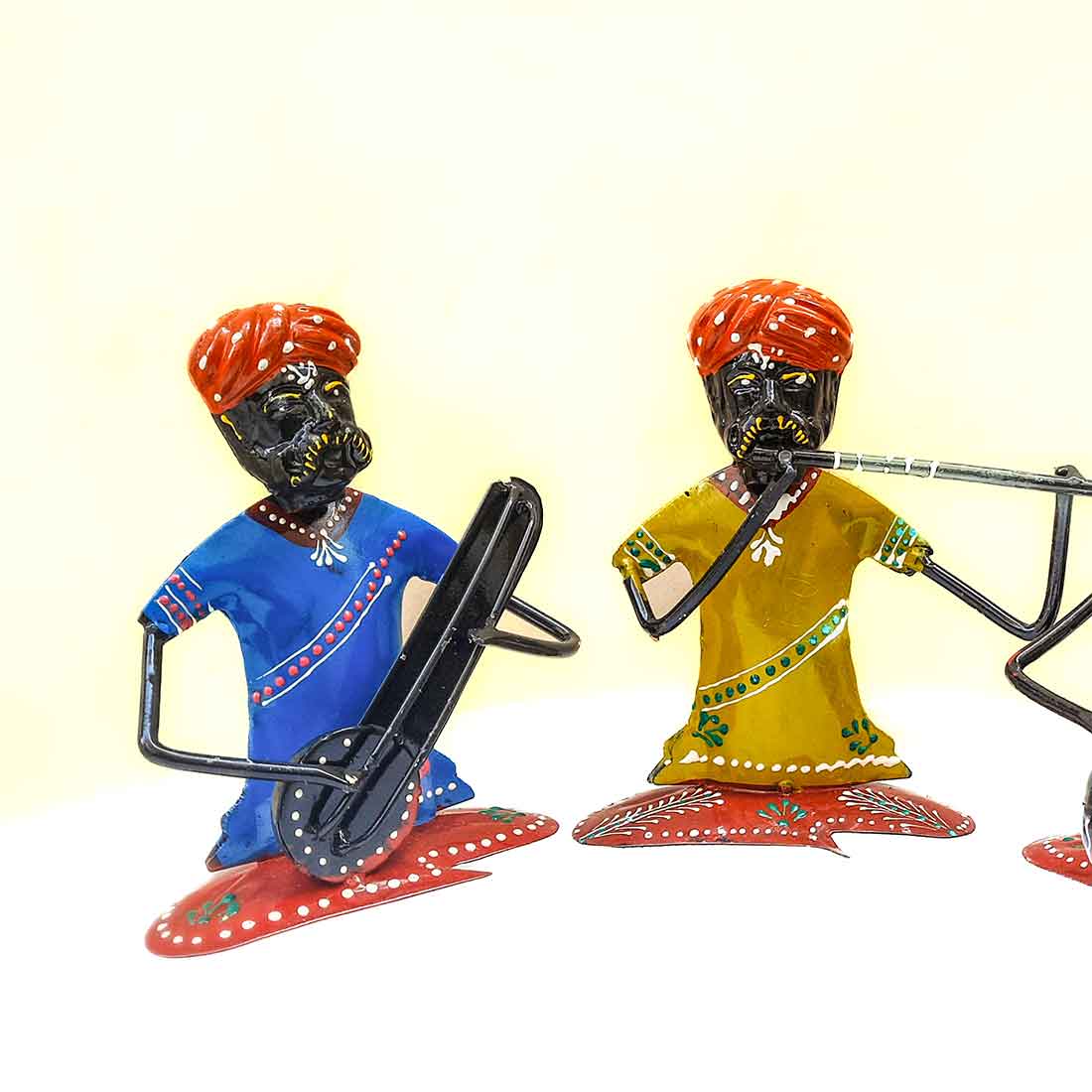 Rajasthani Musicians Figurines | Decorative Showpiece - for Home, Bedroom, Living Room, Office Desk & Table | Gifts For Wedding, Housewarming & Festivals - 7 Inch - Apkamart #Style_Pack of 3