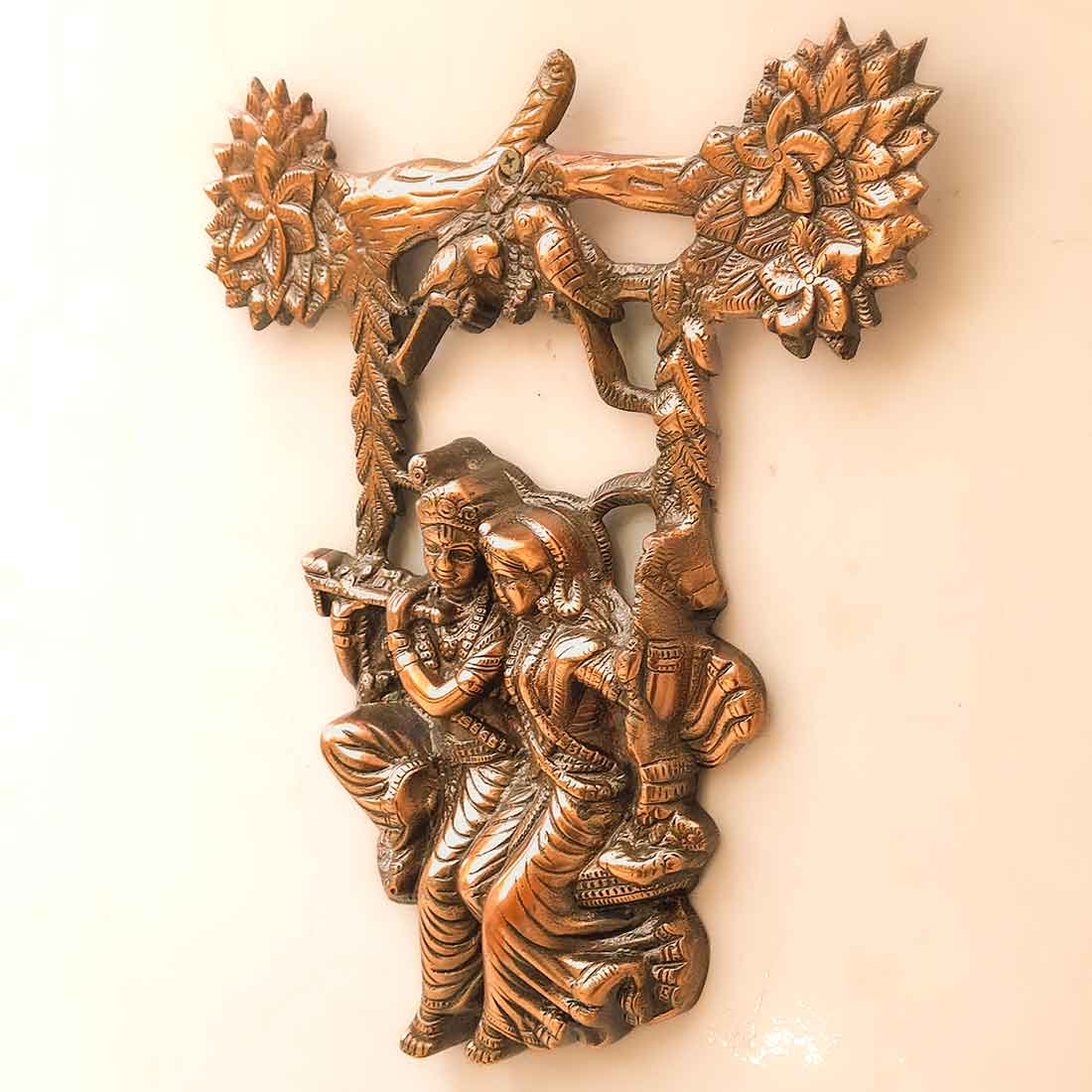 Radha Krishna Wall Hanging - Sitting on Jhula - For Wall Decor & Gifts - ApkaMart