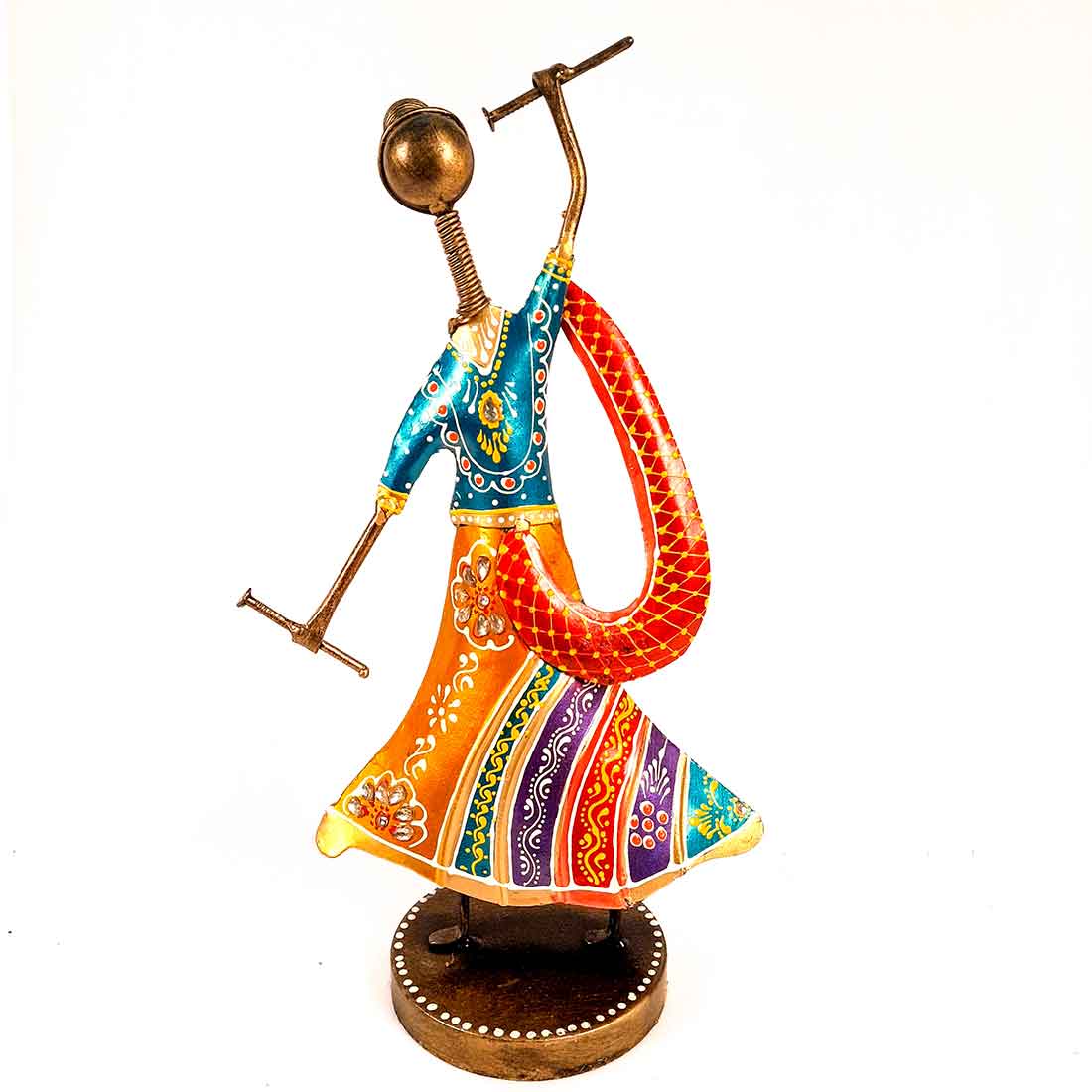 Couple Dancing Showpiece with Dandiya - For Table Decor & Gifts -10 Inch - Set of 2 - ApkaMart
