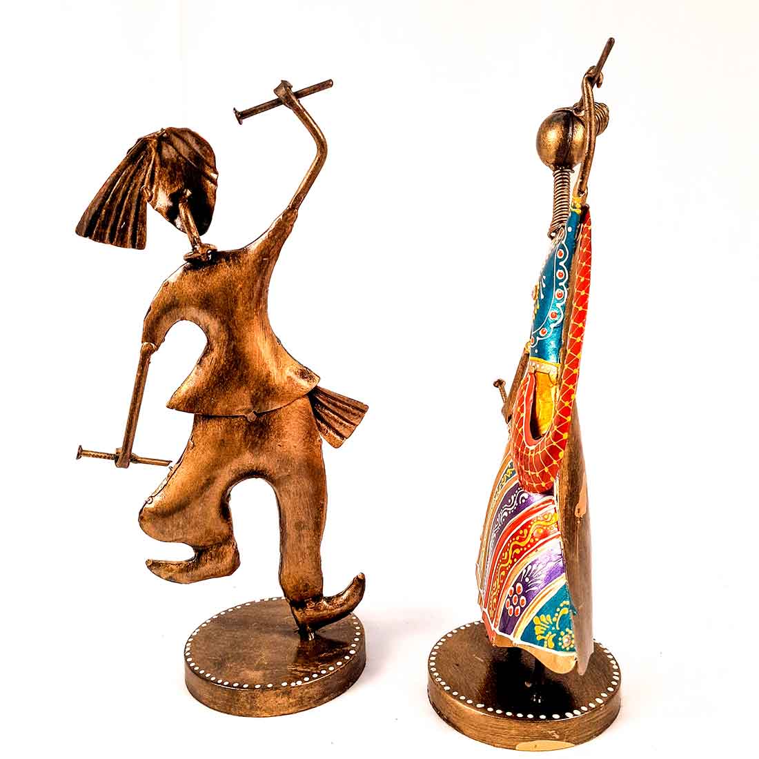 Couple Dancing Showpiece with Dandiya - For Table Decor & Gifts -10 Inch - Set of 2 - ApkaMart