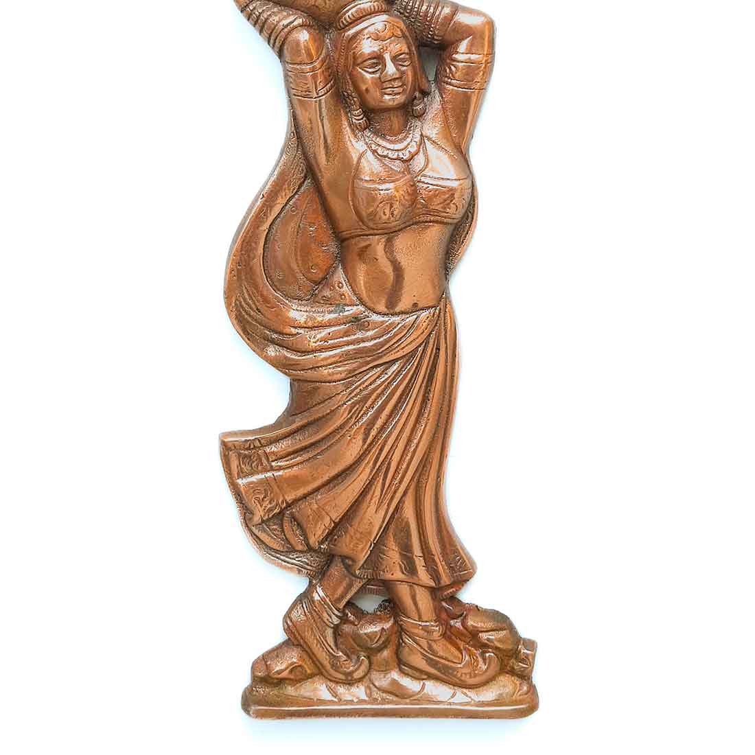 Metal Wall Art - Lady with Matka Design - 15 Inch - ApkaMart