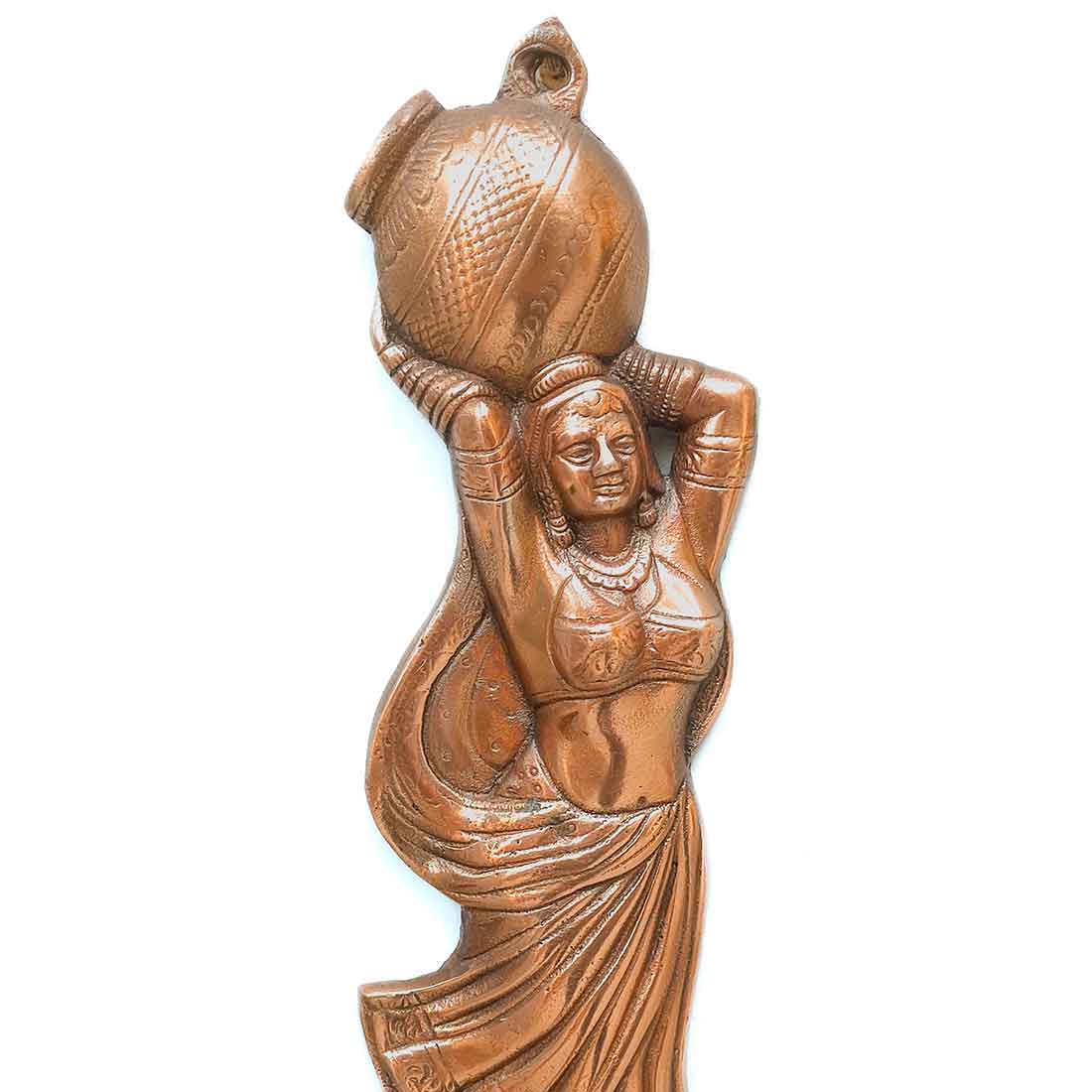 Metal Wall Art - Lady with Matka Design - 15 Inch - ApkaMart