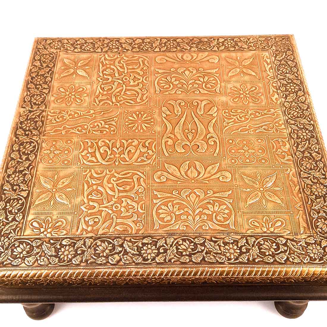 Brass Chowki Bajot - For Pooja, Sitting & Home Decor - 15 Inch - ApkaMart