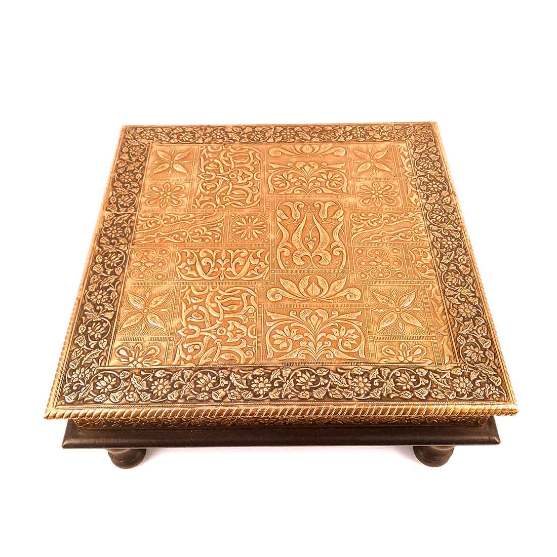 Brass Chowki Bajot - For Pooja, Sitting & Home Decor - 15 Inch - ApkaMart