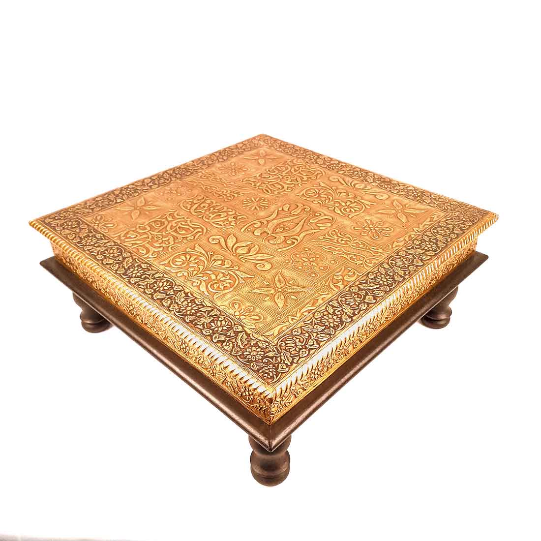 Brass Chowki Bajot - For Pooja, Sitting & Home Decor - 15 Inch - ApkaMart