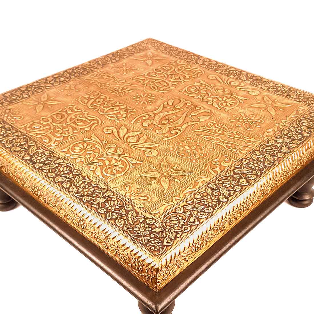 Brass Chowki Bajot - For Pooja, Sitting & Home Decor - 15 Inch - ApkaMart