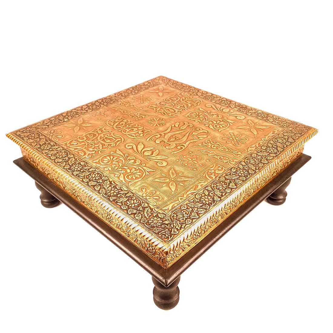 Brass Chowki Bajot - For Pooja, Sitting & Home Decor - 15 Inch - ApkaMart