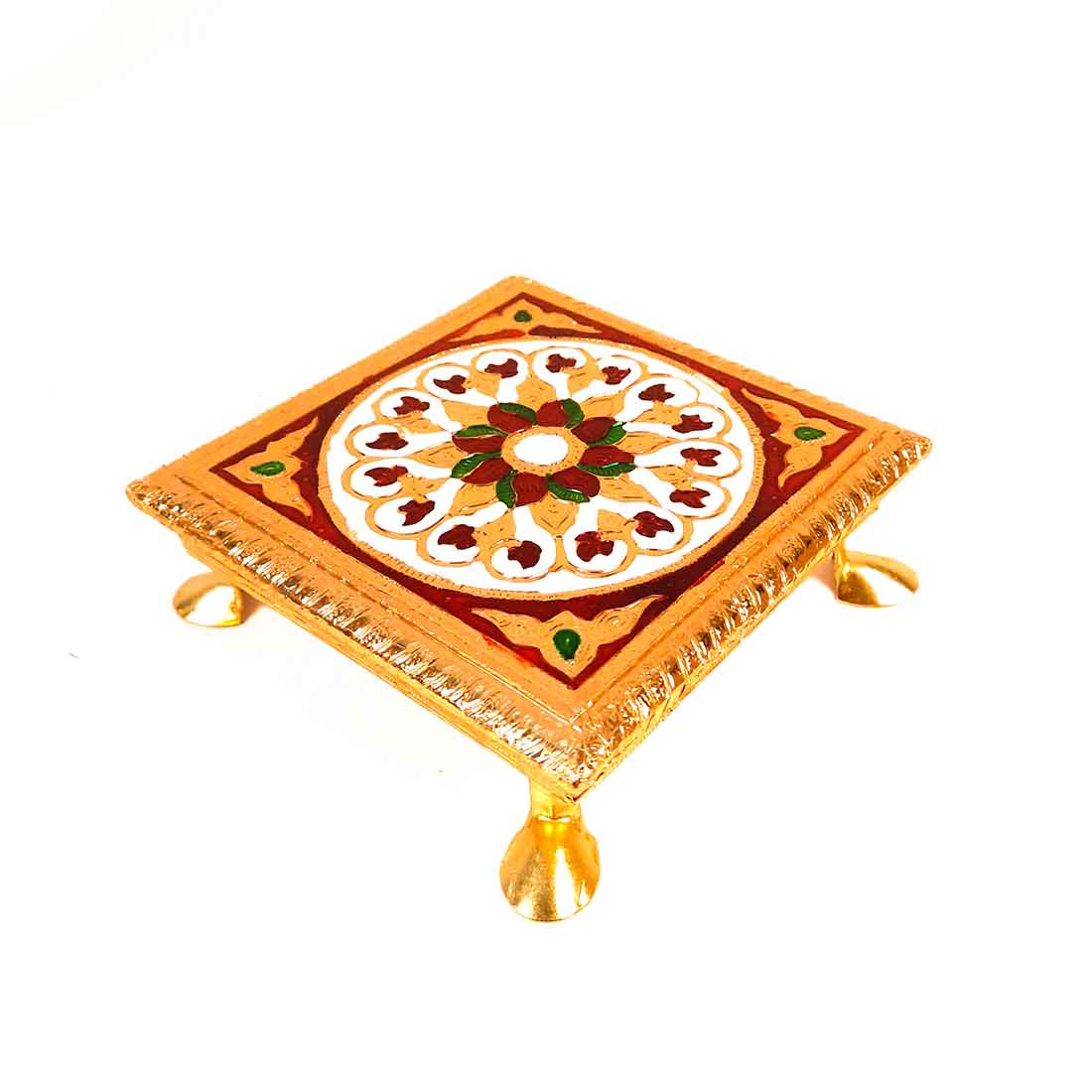 Minakari Chowki Bajot - For Puja Decoration & Gifts - 6 Inch - ApkaMart #Style_Design 1