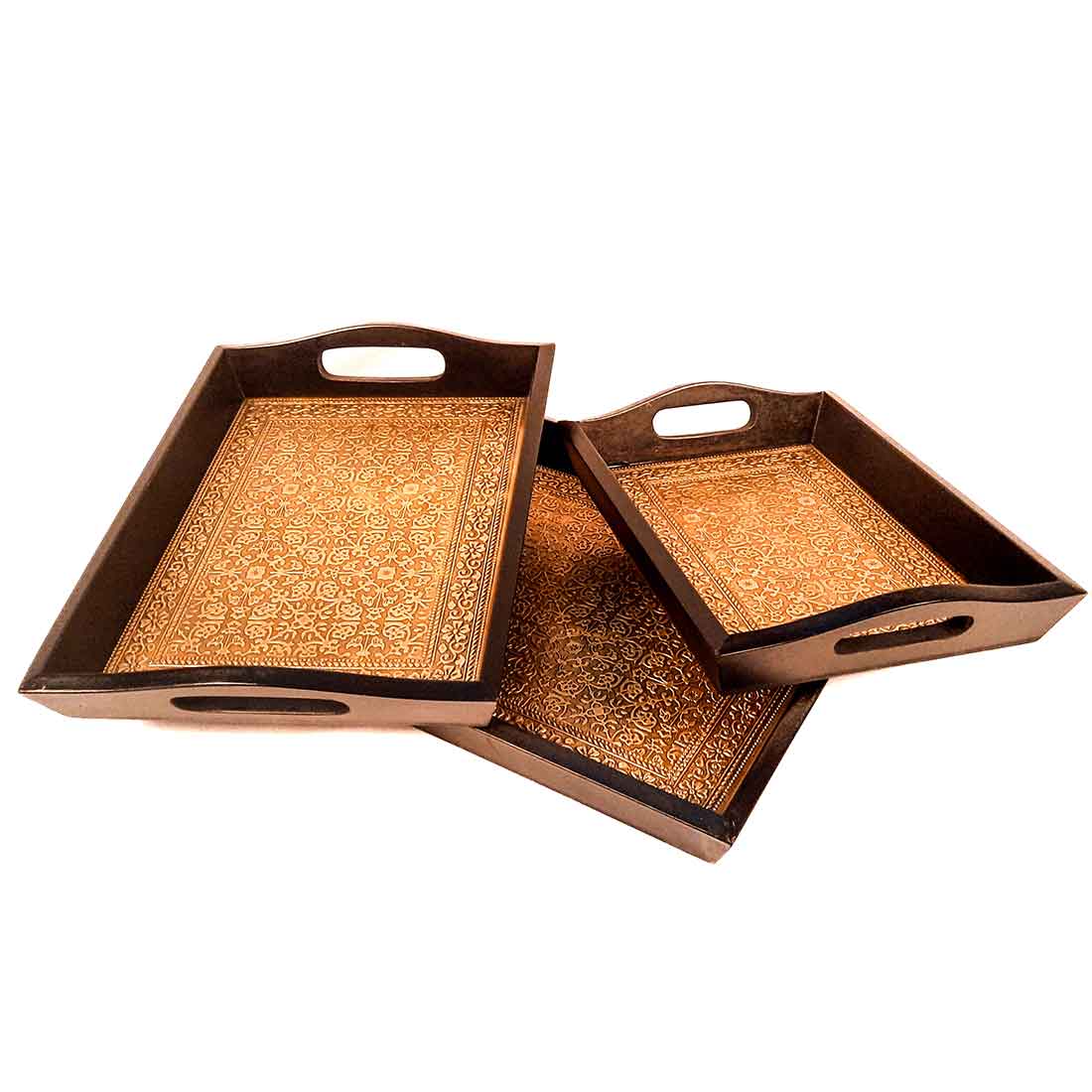 Wooden Serving Tray - 16 Inch - Set of 3 - ApkaMart