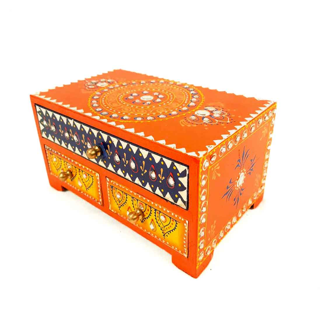 Jewelry Box Wood | Jewellery Organizer | Drawer Box - 9 Inch - ApkaMart