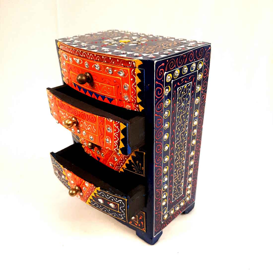Jewelry Box Wooden | Jewellery Organizer | Mini Drawer Box - 10 Inch - ApkaMart