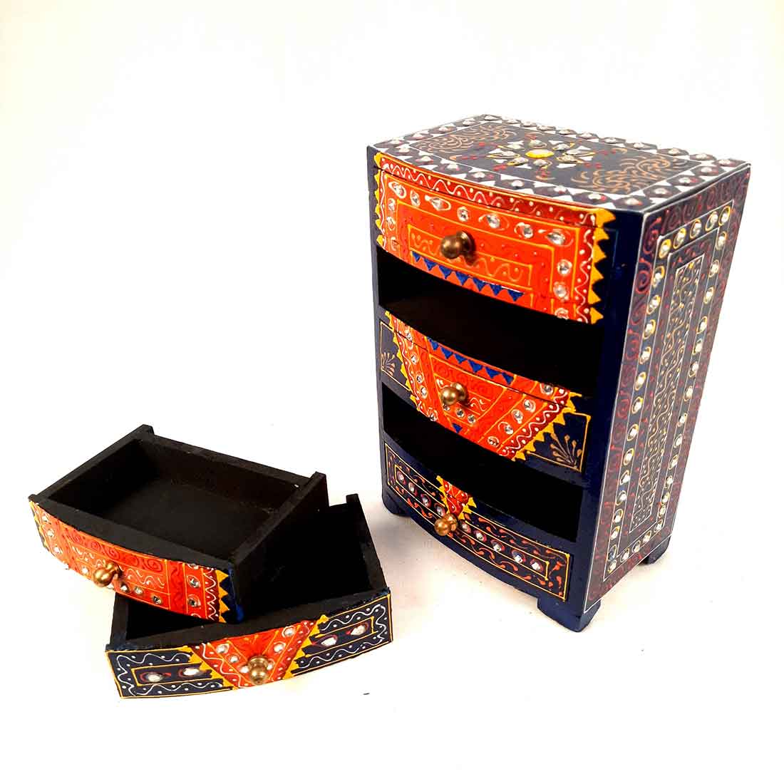 Jewelry Box Wooden | Jewellery Organizer | Mini Drawer Box - 10 Inch - ApkaMart