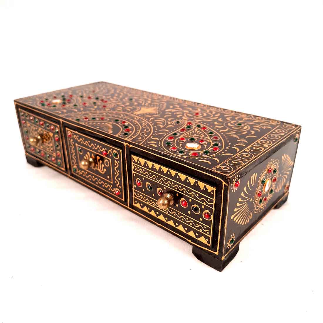 Jewelry Box Wooden | Decorative Jewellery Box - For Organizing & Gifts - 12 Inch - ApkaMart