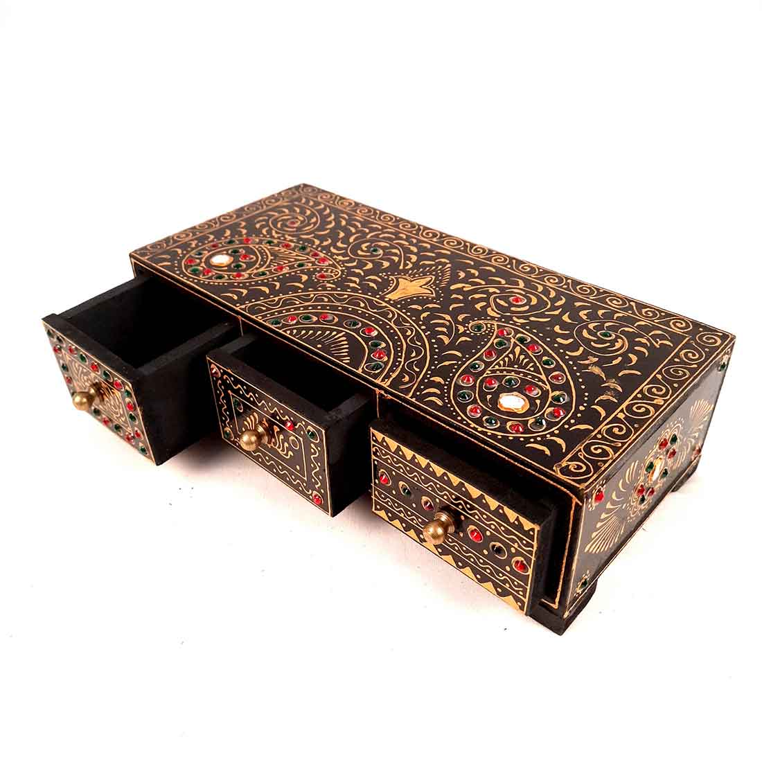 Jewelry Box Wooden | Decorative Jewellery Box - For Organizing & Gifts - 12 Inch - ApkaMart
