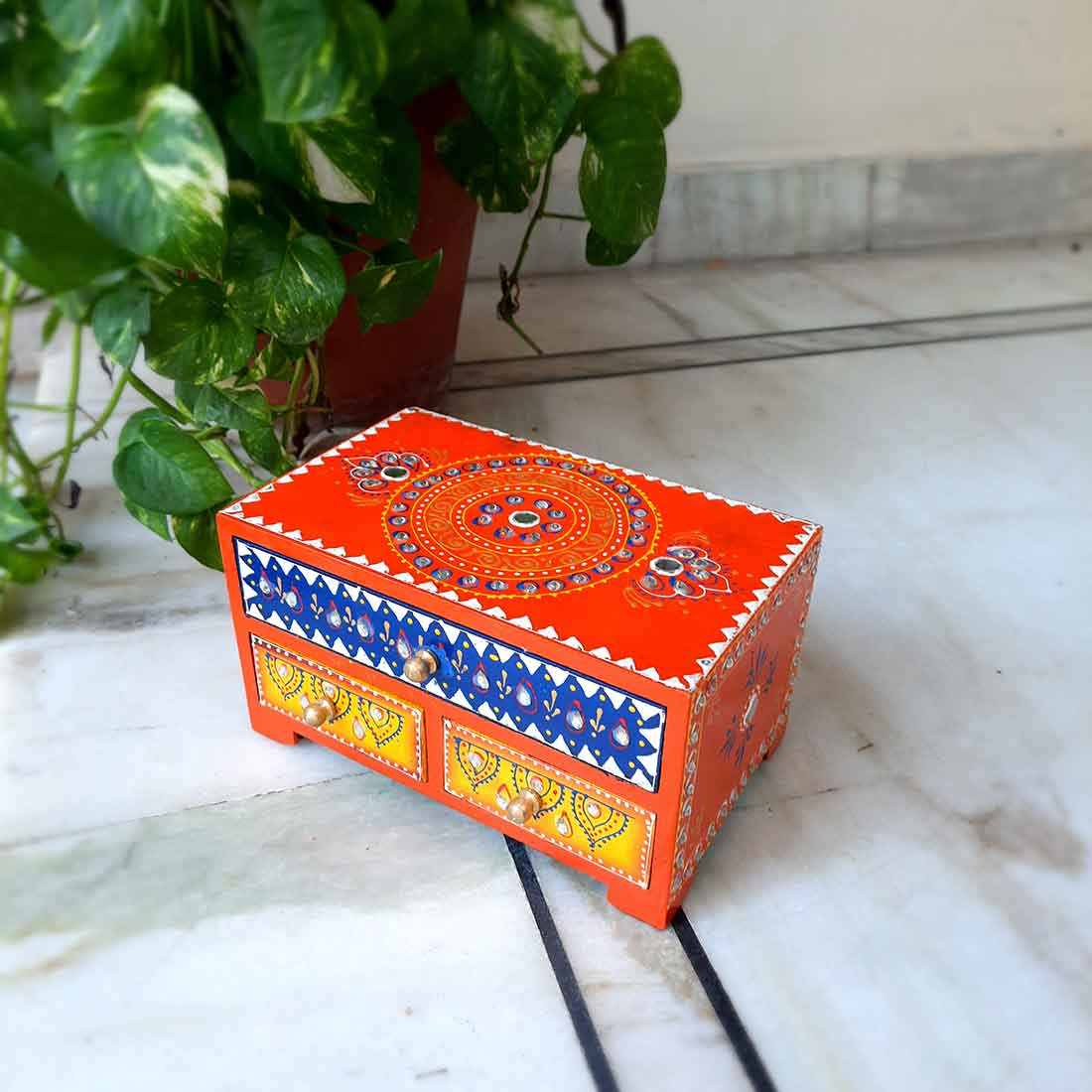 Jewelry Box Wood | Jewellery Organizer | Drawer Box - 9 Inch - ApkaMart