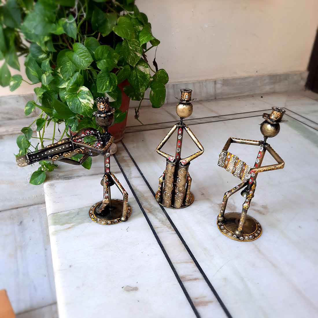 Musician Showpiece - For Home Decor Item | For Living Room Interior Decoration Musician Figurine -12 Inch -Set of 3 - ApkaMart