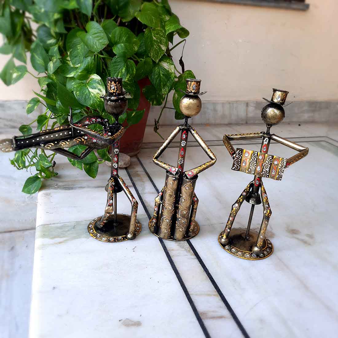 Musician Showpiece - For Home Decor Item | For Living Room Interior Decoration Musician Figurine -12 Inch -Set of 3 - ApkaMart