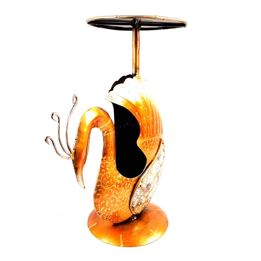 Antique Side Table Swan Design - 15 Inch for Home and Corner Decor - ApkaMartSide Table Peacock Design | End Table Cum Showpiece - for Living Room, Home and Corner Decor & Gift - 15 Inch - apkamart #Color_Brown