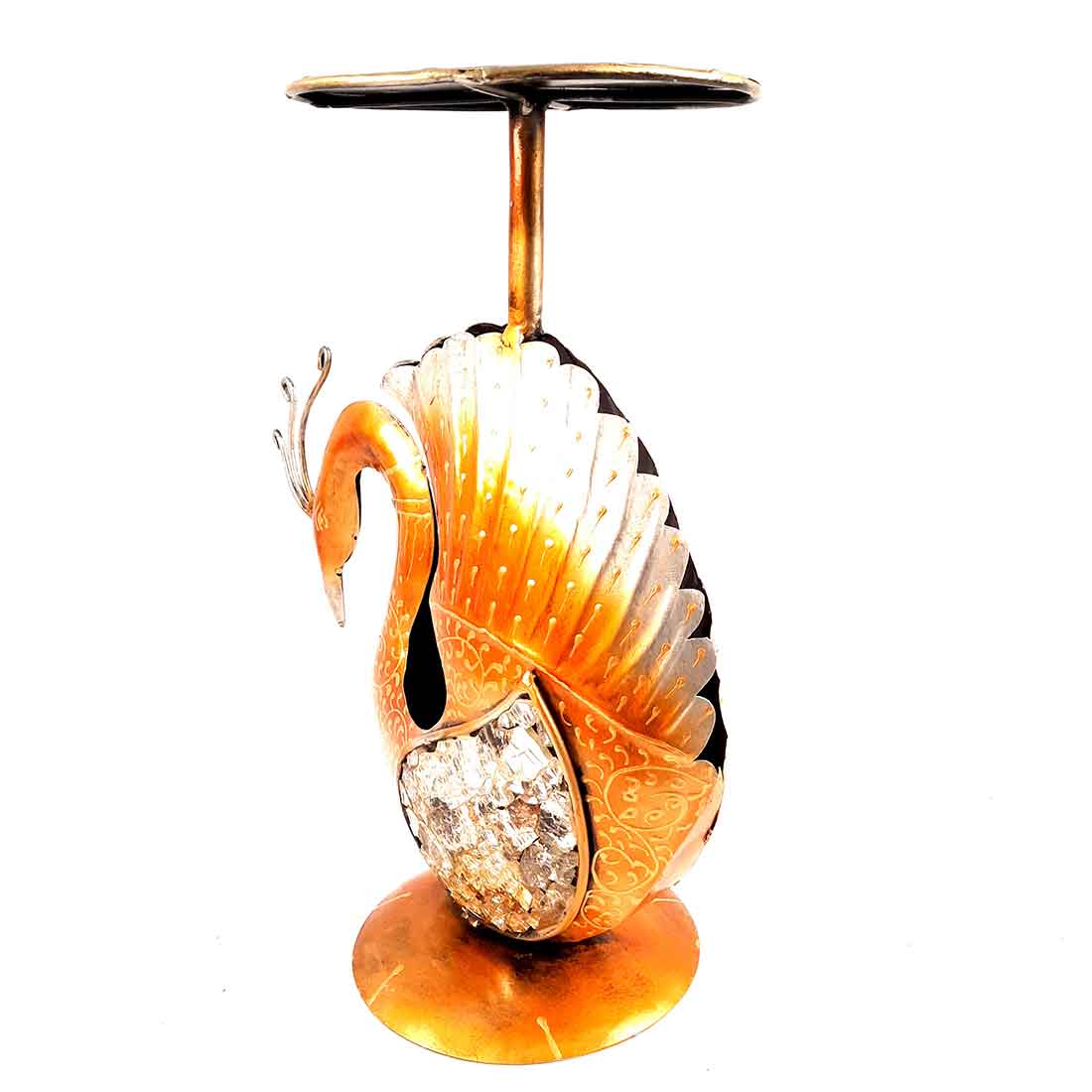 Antique Side Table Swan Design - 15 Inch for Home and Corner Decor - ApkaMartSide Table Peacock Design | End Table Cum Showpiece - for Living Room, Home and Corner Decor & Gift - 15 Inch - apkamart #Color_Brown