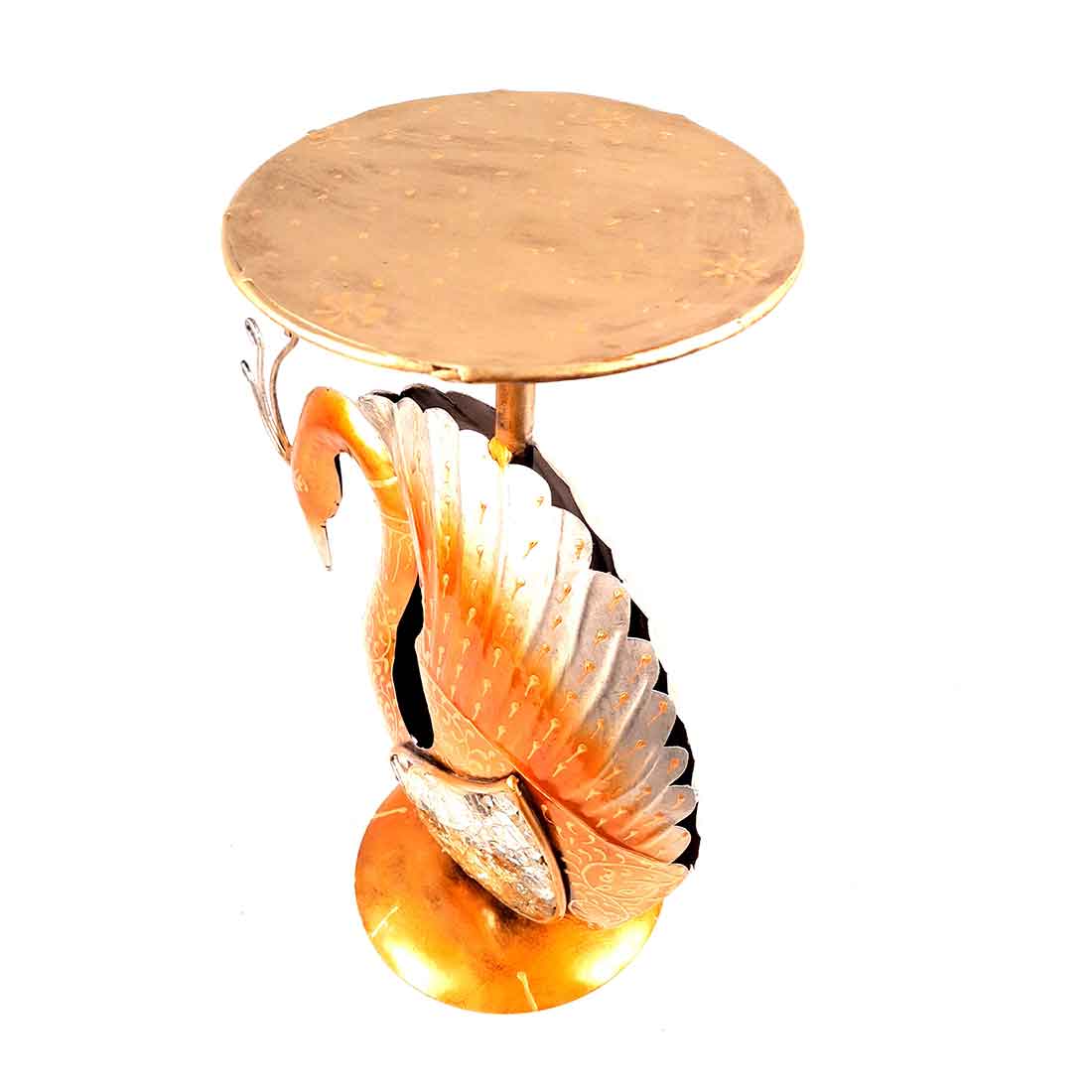 Antique Side Table Swan Design - 15 Inch for Home and Corner Decor - ApkaMartSide Table Peacock Design | End Table Cum Showpiece - for Living Room, Home and Corner Decor & Gift - 15 Inch - apkamart #Color_Brown