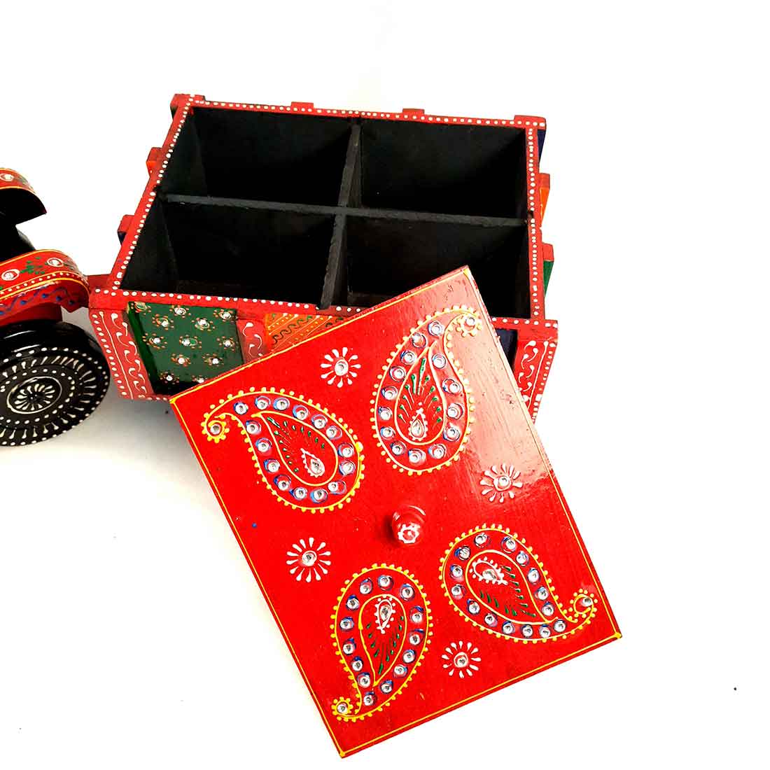 Dry Fruit Box with Lid  - Tractor Design - For Serving & Dining Table Decor - 22 Inch - ApkaMart