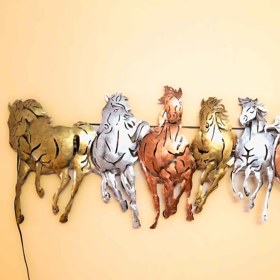 7 Running Horse Wall Hanging- Apkamart #color_Brown