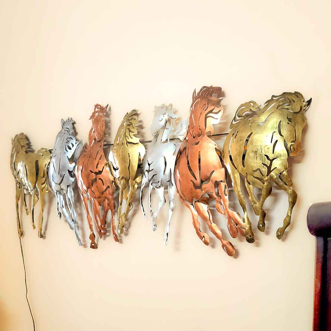 7 Running Horse Wall Hanging- Apkamart #color_Brown