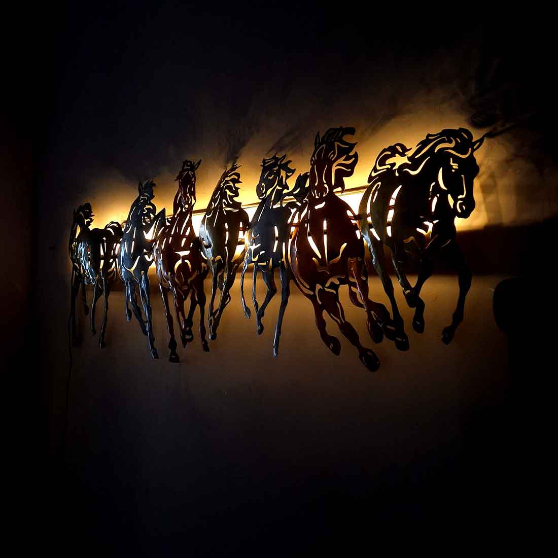 7 Running Horse Wall Hanging- Apkamart #color_Brown