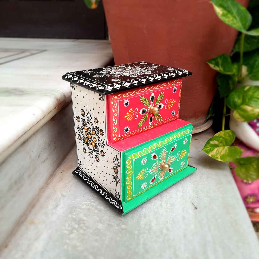 Jewellery Box | Decorative Box - For Earring & Necklace - 7 Inch - ApkaMart