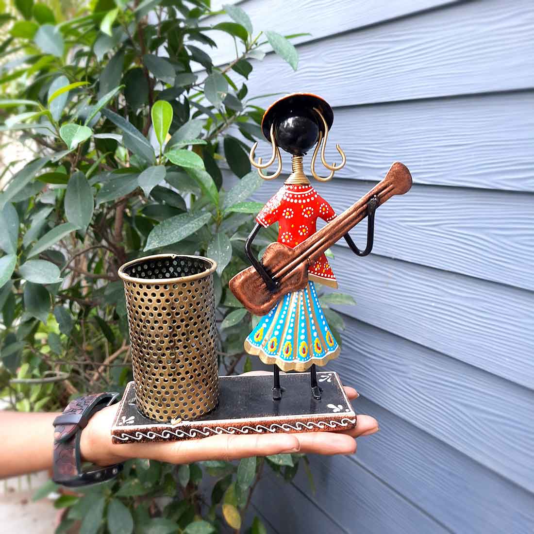 Musician Figurine Design Pen Holder for Table Decor & Gifts - 8 Inch - ApkaMart