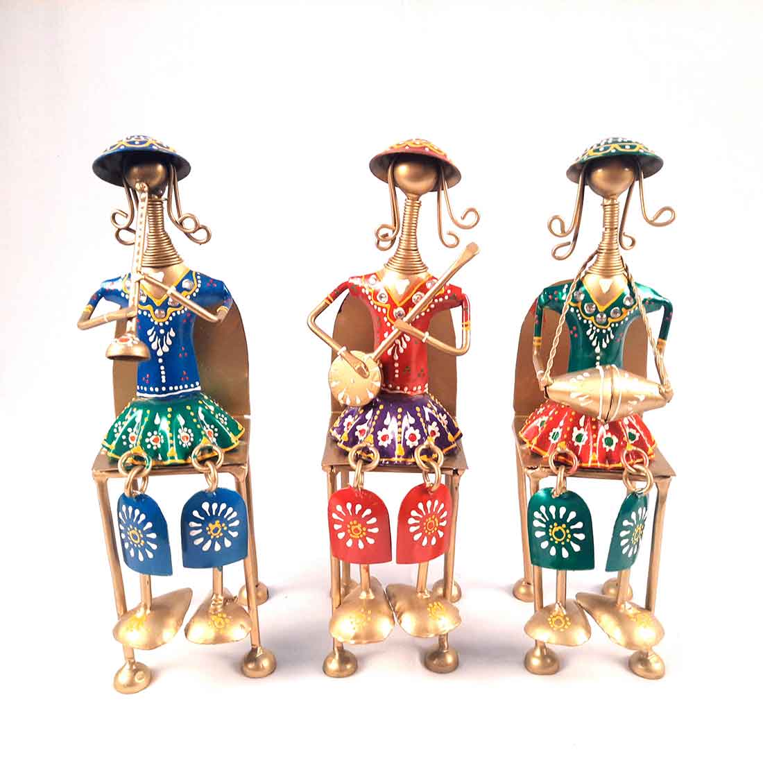 Musician Showpiece - Metal Figurines - For Table Decor & Living Room - 12 Inch -Set of 3 - ApkaMart