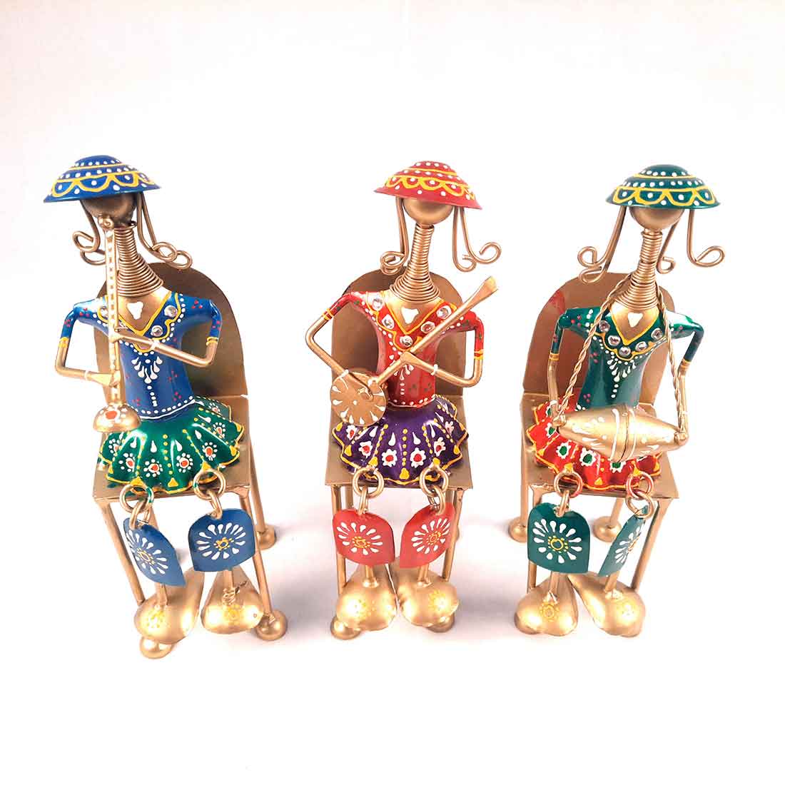 Musician Showpiece - Metal Figurines - For Table Decor & Living Room - 12 Inch -Set of 3 - ApkaMart