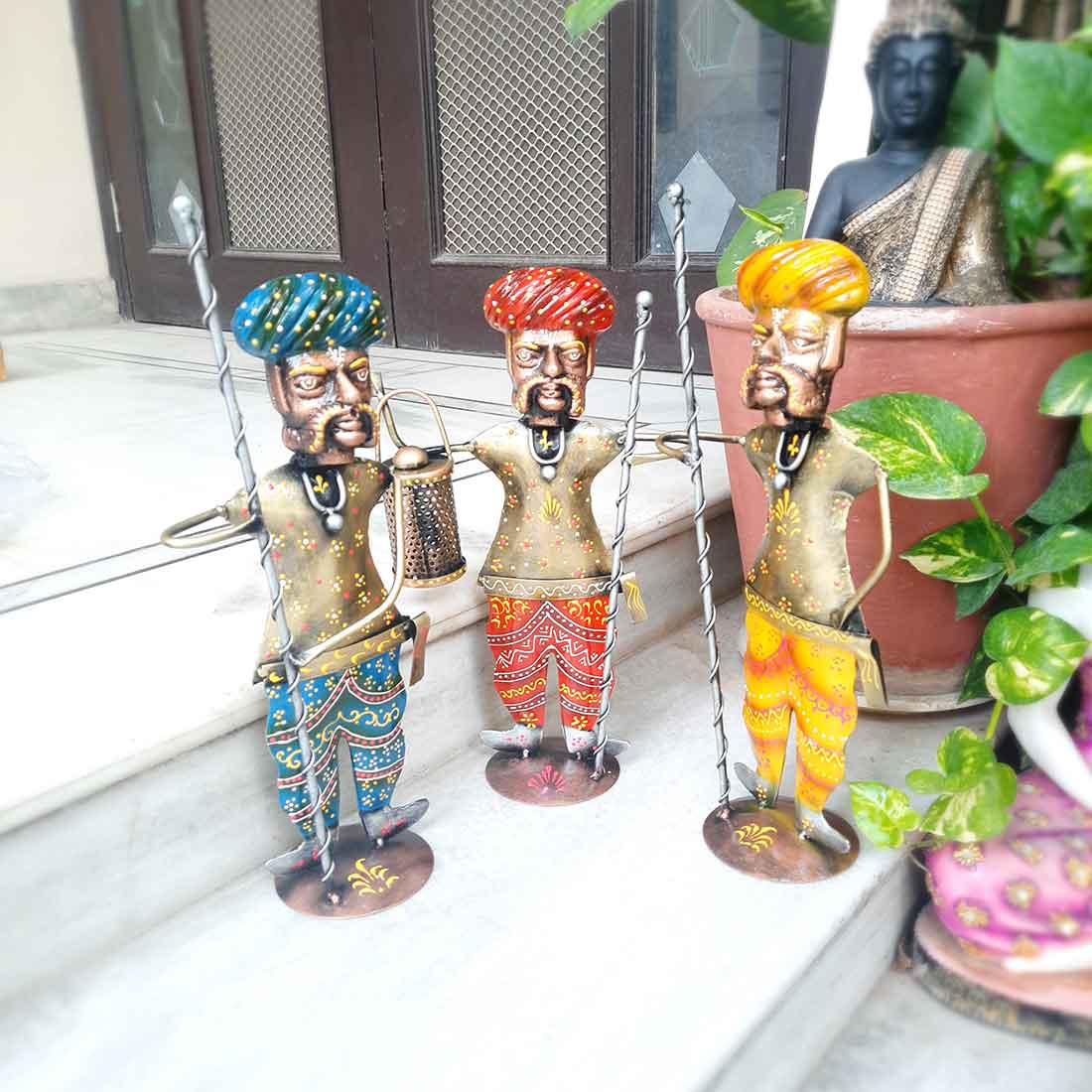 Village Men - Human Figurine - Unique Showpiece for Living Room - 15 Inch-Set of 3 - ApkaMart