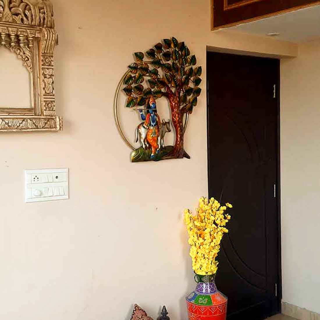 Krishna Backlit Wall Hanging - Metal Wall Art Decor - For Home Decor & Gifts -25 Inch - ApkaMart