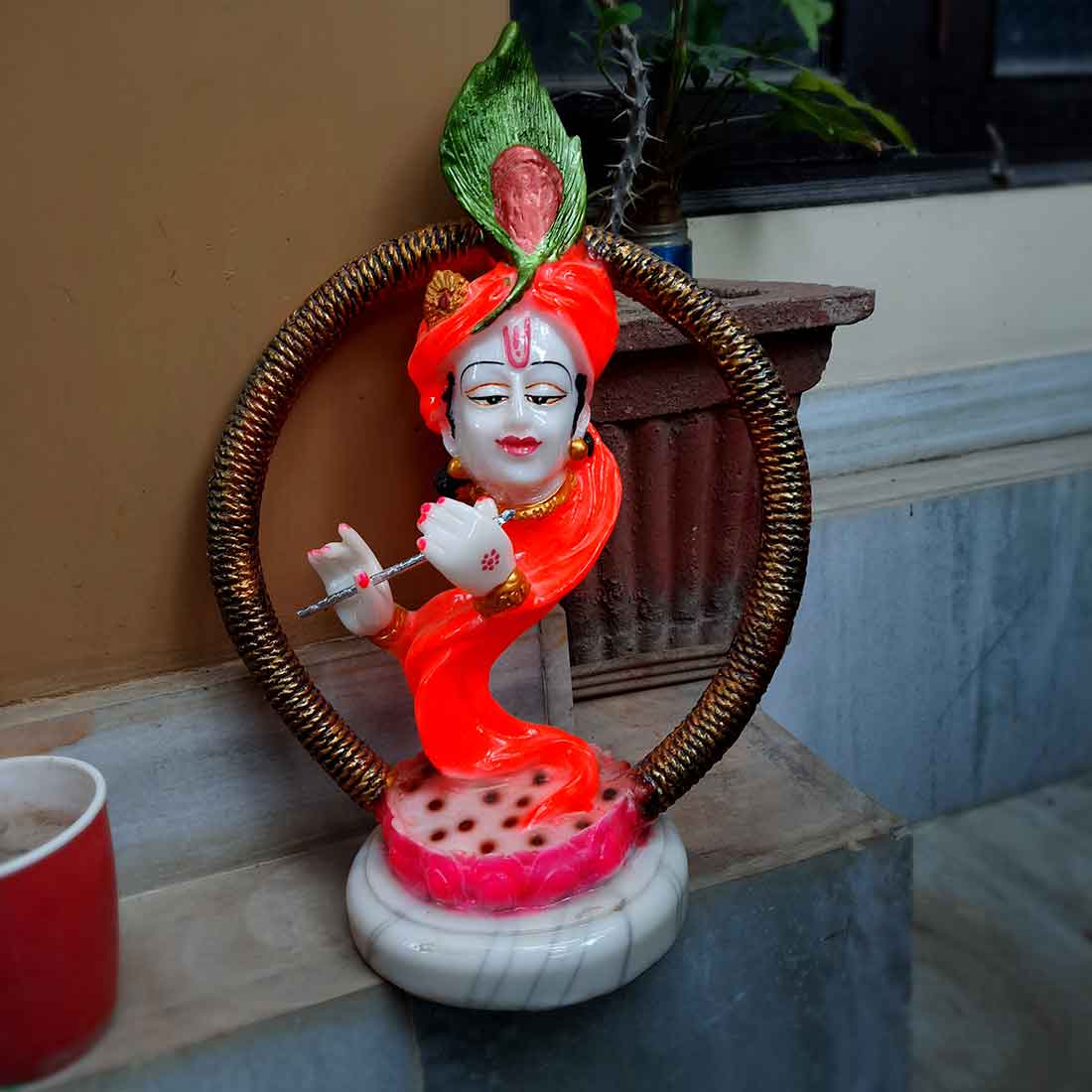 Krishna Idol - Apkamart #color_Red