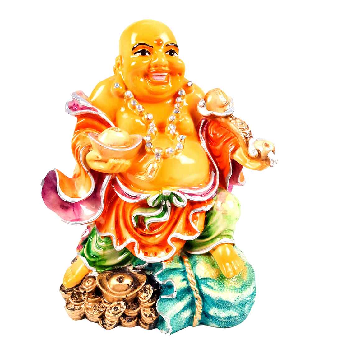 Laughing Buddha Statue | Laughing Buddha on Bed of Wealth - 11 Inch - ApkaMart