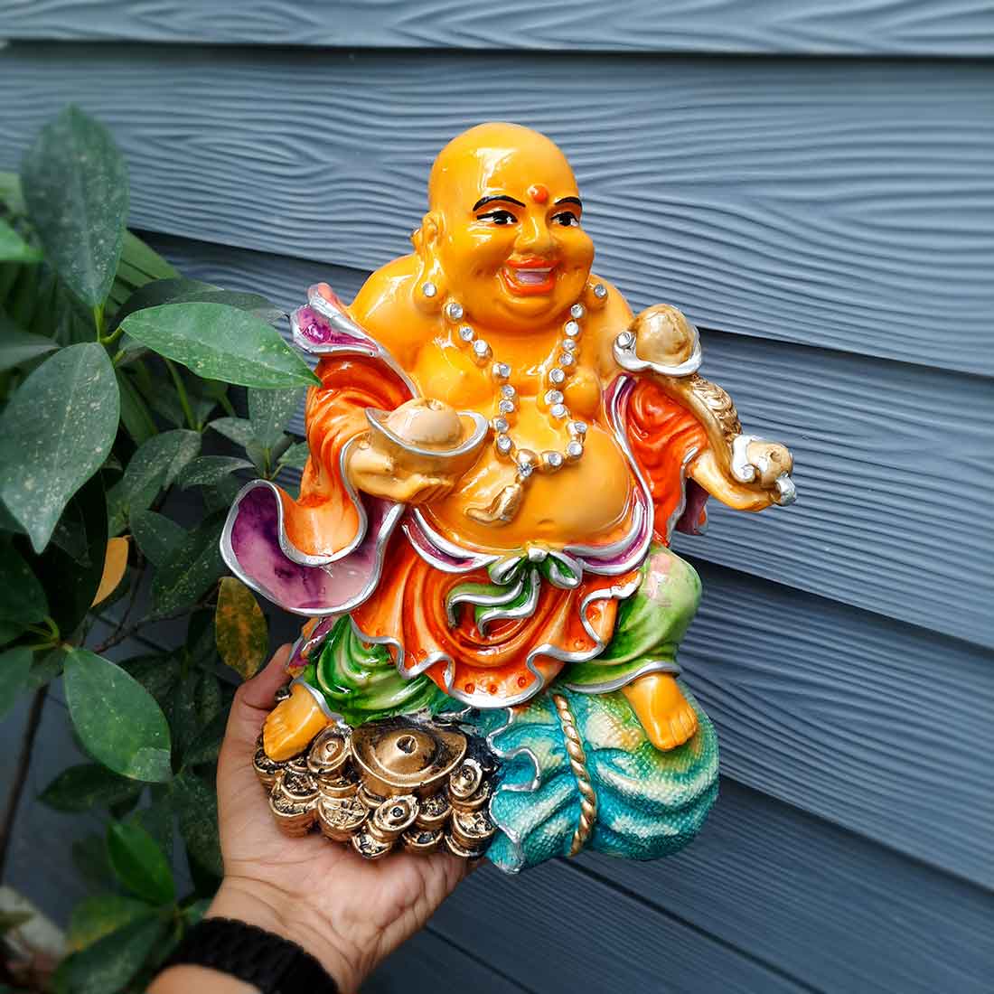 Laughing Buddha Statue | Laughing Buddha on Bed of Wealth - 11 Inch - ApkaMart