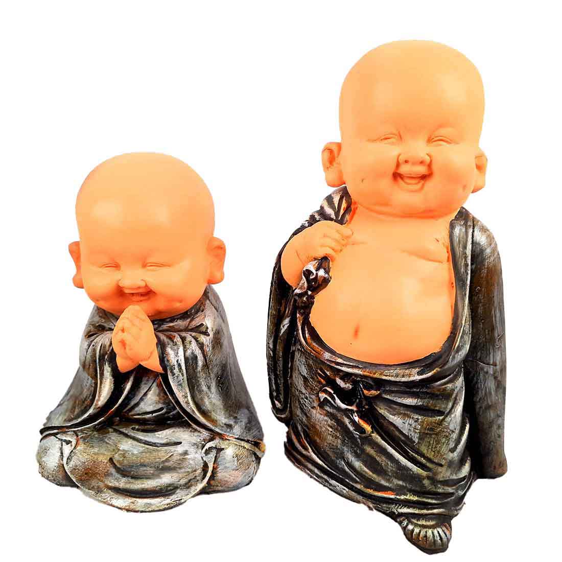 Baby Monk Showpiece - for Home  & Garden Decor - 10 Inch - Set of 3 - ApkaMart