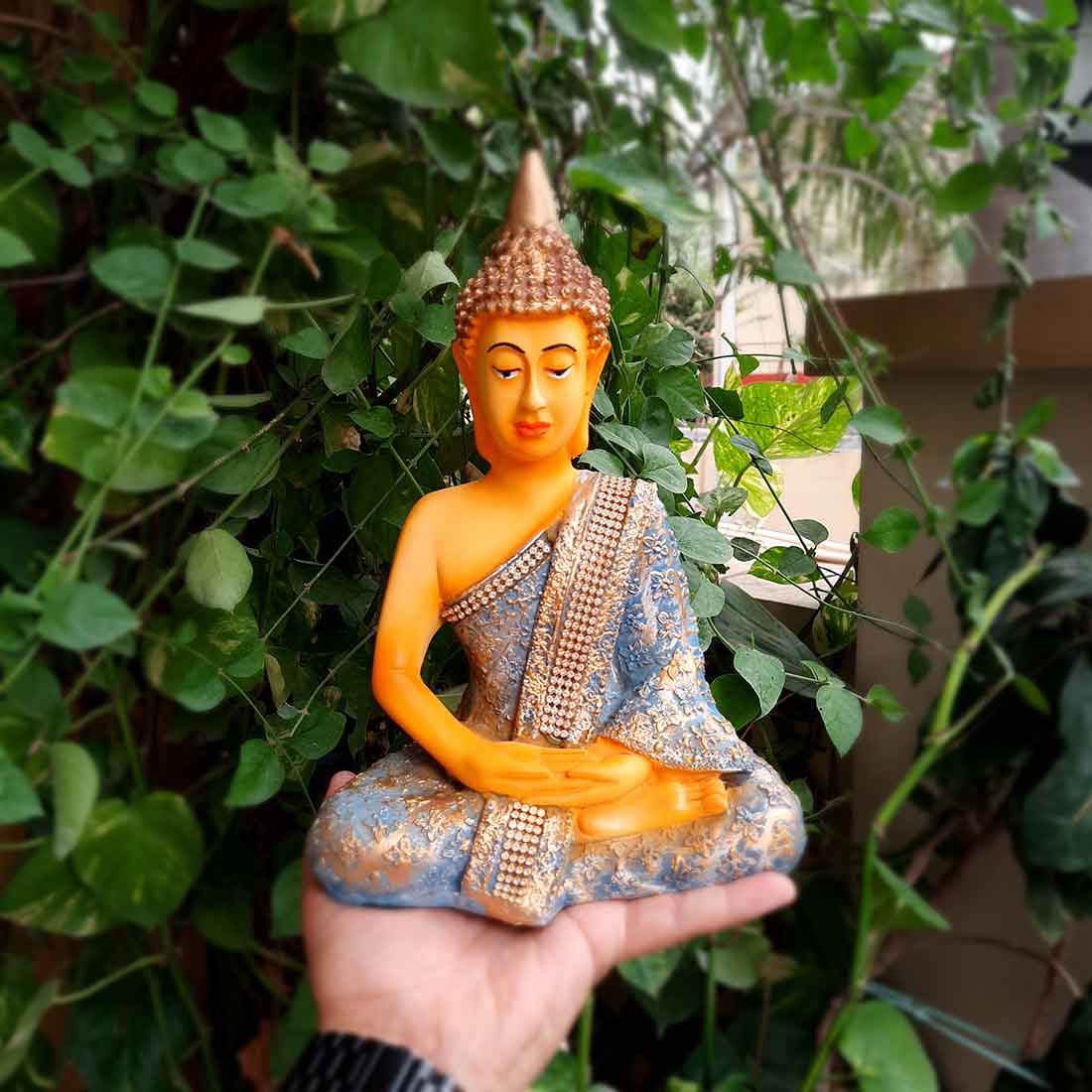 Sitting Buddha Statue - for Home Decor and Gifting - 11 Inch - ApkaMart