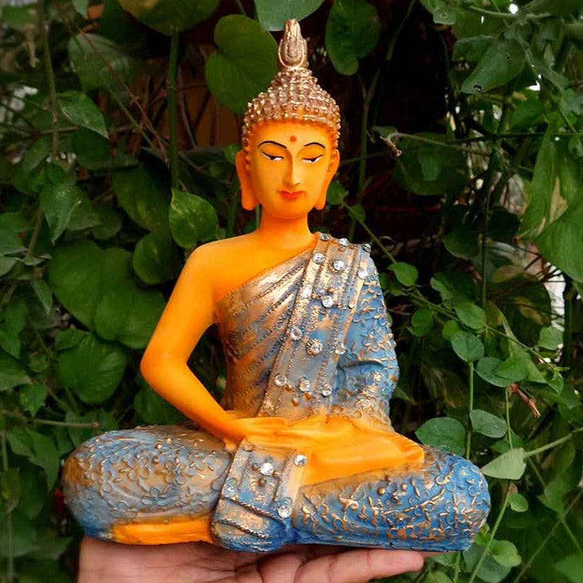 Sitting Buddha Statue - for Home & Spiritual Decor - 10 Inch - ApkaMart