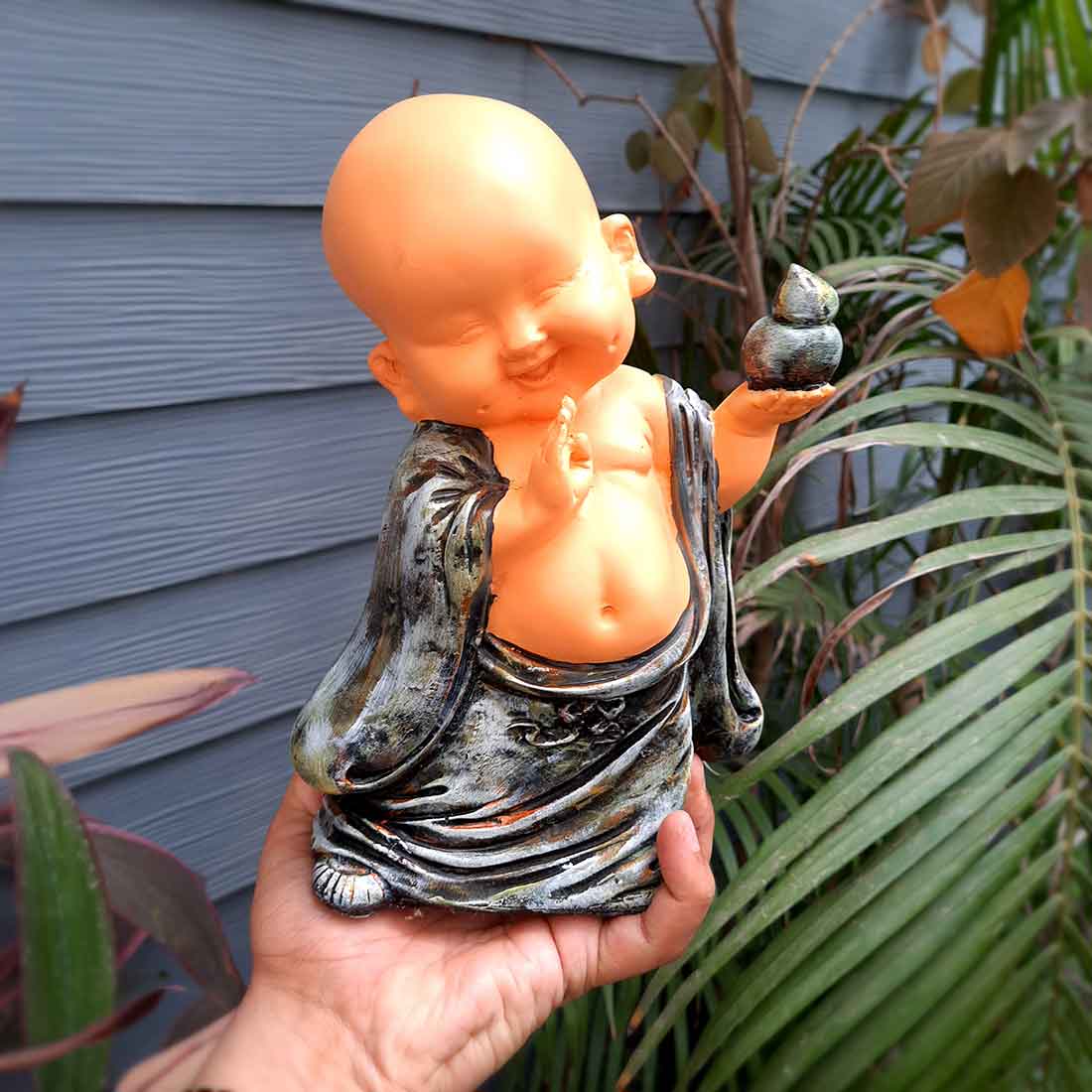 Baby Monk Showpiece - for Home  & Garden Decor - 10 Inch - Set of 3 - ApkaMart