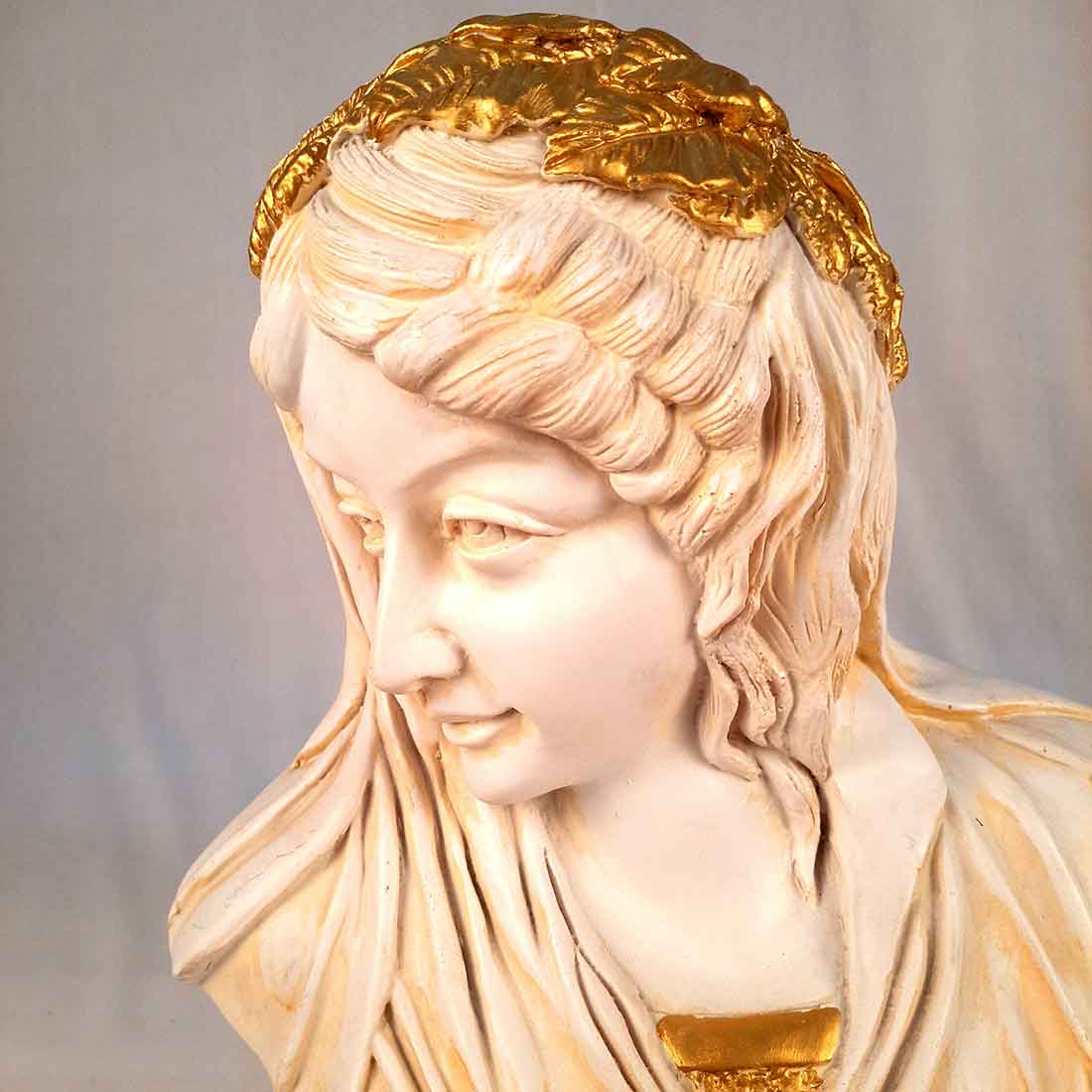 Vintage Lady Figurine White | Greek Statue Lady Bust - for Living Room, Home, Shelf Decor - 14 Inch