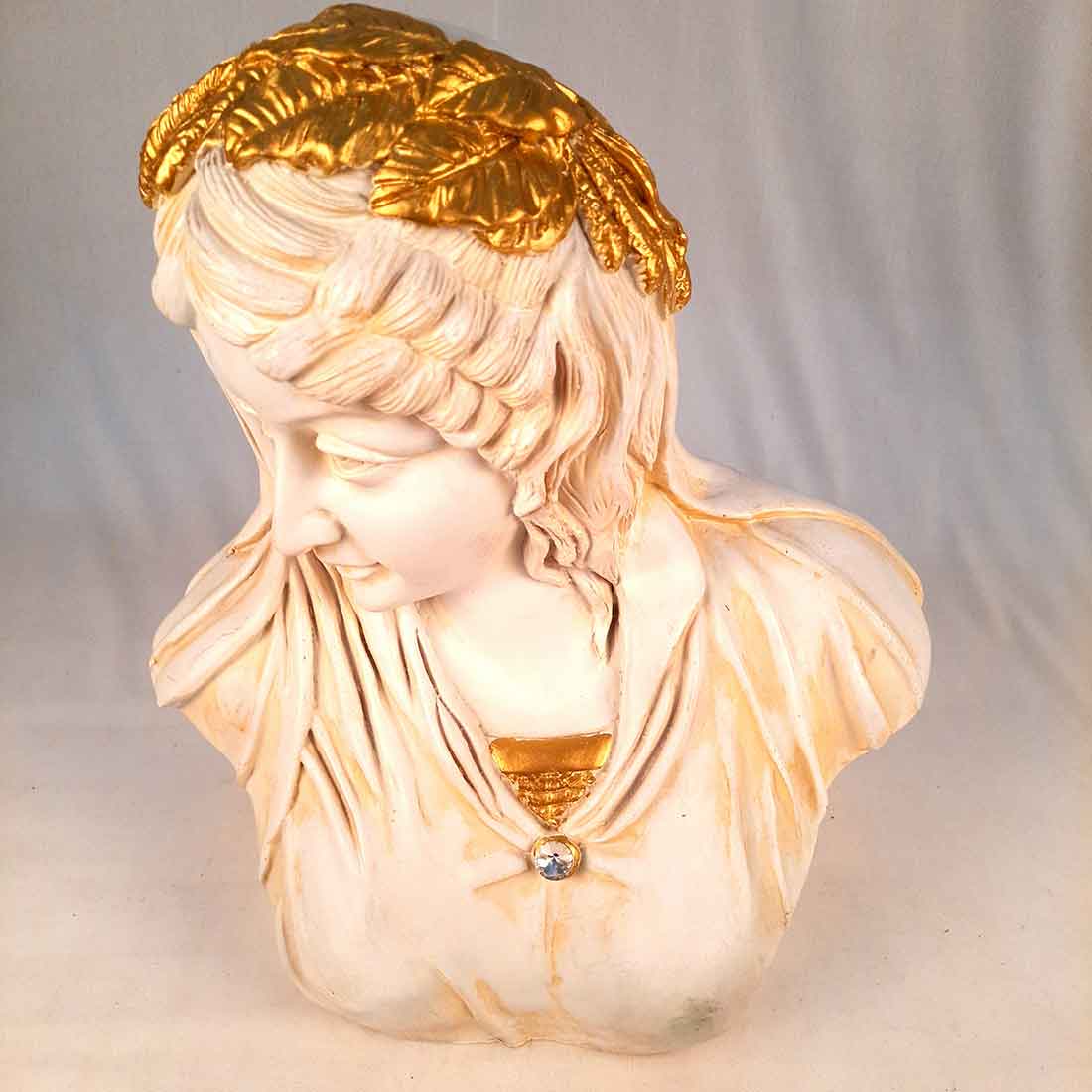 Vintage Lady Figurine White | Greek Statue Lady Bust - for Living Room, Home, Shelf Decor - 14 Inch