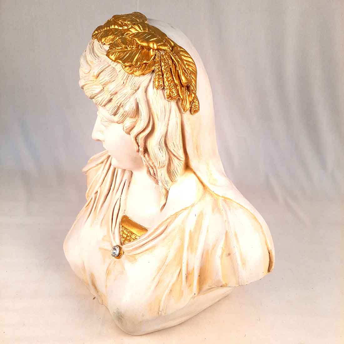 Vintage Lady Figurine White | Greek Statue Lady Bust - for Living Room, Home, Shelf Decor - 14 Inch