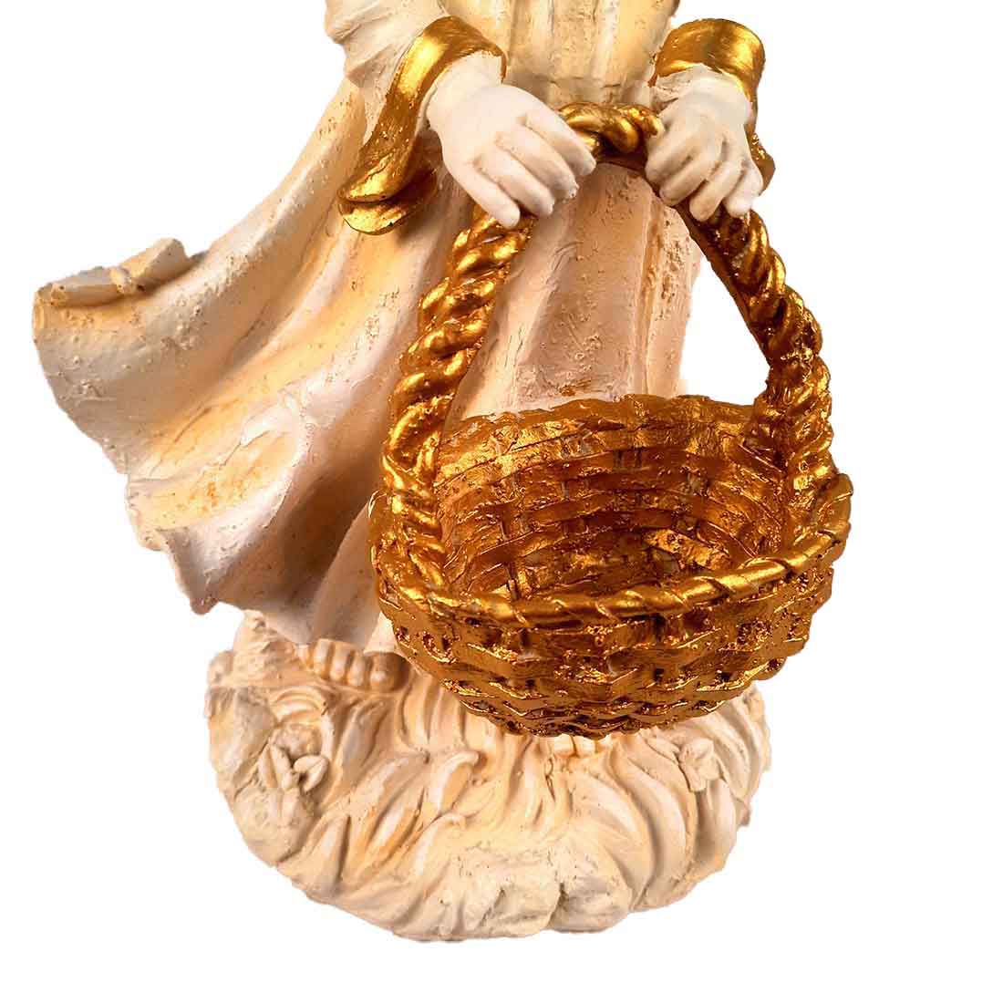 Lady with Basket Showpiece - Lady Figurines - For Table Decor & Living Room - 17 inch - ApkaMart