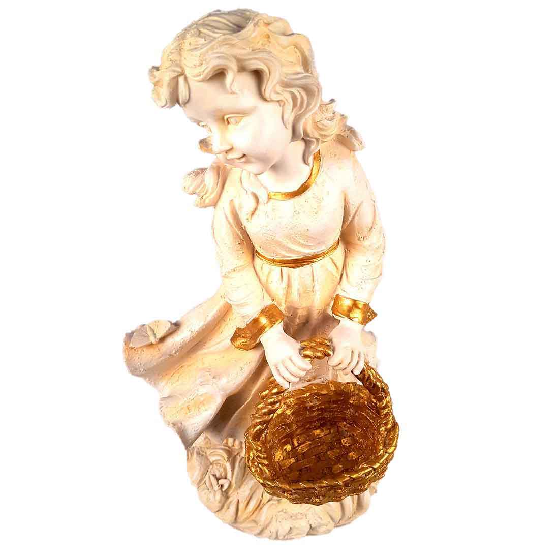 Lady with Basket Showpiece - Lady Figurines - For Table Decor & Living Room - 17 inch - ApkaMart
